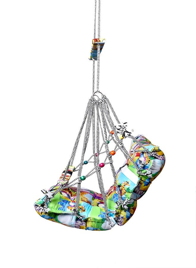 Ngel All New Folding and Washable Indoor/Outdoor Cotton Hanging Home Swing for Baby with Safety Belt(6 Month-2 Years)(Pooh Print) - Image 1